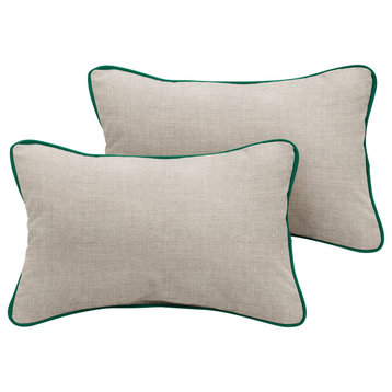 Sunbrella Cast Silver/Canvas Forest Green Outdoor Pillow Set, 12x18