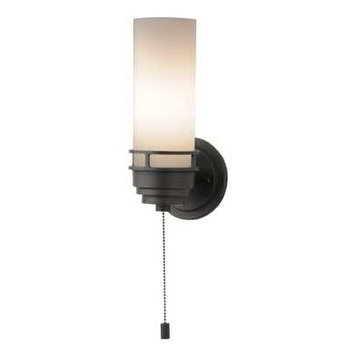 Contemporary Single-Light Sconce with Pull-Chain Switch