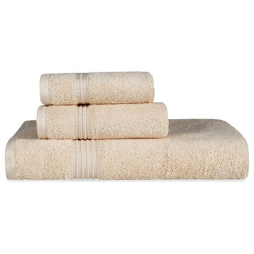 3 Piece Egyptian Cotton Hand Bathroom Towel, Ivory