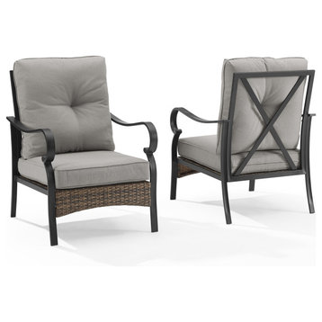 Dahlia 2Pc Outdoor Metal And Wicker Armchair Set