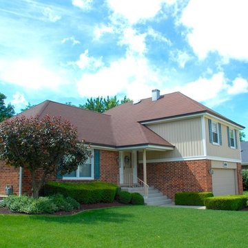 Wheaton, IL Split Level Home James Hardie Siding Navajo Beige