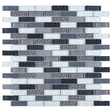 11.75"x12" Jasper Glass Mosaic Tile Sheet, Gray