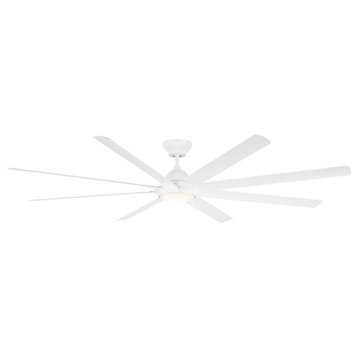 Hydra 96" Indoor/Outdoor 8-Blade Smart Ceiling Fan, Matte White, 2700K Light Kit