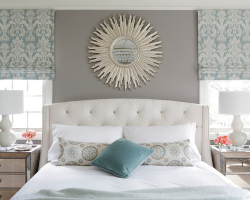 bedroom mirror transitional bed houzz above sherwin williams dovetail balance interior decor symmetrical sun interiors asymmetrical colors decorating brookhaven refined