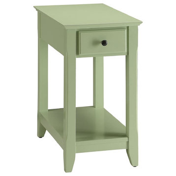 Side Table with 1 Drawer, Light Green