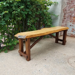 Rustic Oak Bench - Live Edge Natural Wood - Accent And Storage Benches