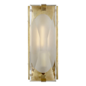 Castle Peak Wall Sconce, 1-Light, Soft Brass, Clear Textured Glass, 12.5"H