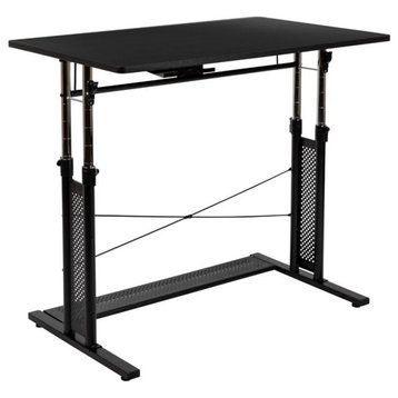 Flash Furniture Laminate Top Pedestal Base Standing Desk in Black