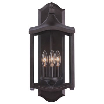 Lakewood Outdoor 3 Light Wall Sconce in Aged Iron