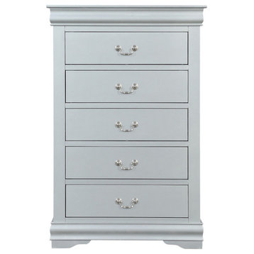 Wooden Chest with 5 Drawers, Platinum