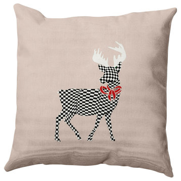 Merry Deer Decorative Throw Pillow, Taupe, 26"x26"