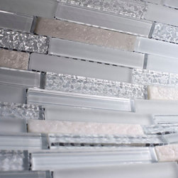 White Glass and White Stone Backsplash Mosaic Tile Collection - Home Accessories & Decor