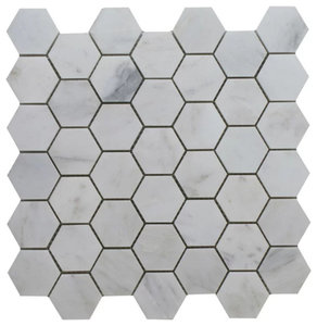12"x12" Arabescato Marble Mosaic Polished Hexagon