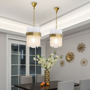 Modern led chandelier for living room, master bedroom, dining room., White Glass, 8''
