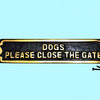 Renovators Supply Solid Brass Dog Sign Plate "DOGS PLEASE CLOSE THE GATE" Plaque