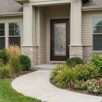 Elegant Wood Front Door with Decorative Glass for Timeless Curb Appeal