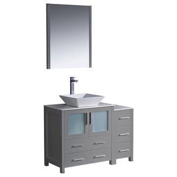Fresca Torino 42" Gray Modern Bathroom Vanity w/ Side Cabinet & Vessel Sink