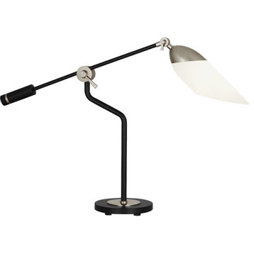 Robert Abbey Ferdinand 1 Light Table Lamp, Matte Black Painted/Nickel
