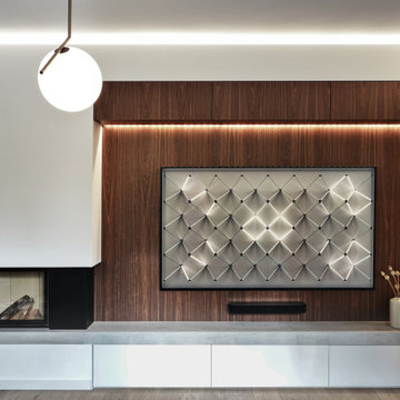 Wohnzimmer mit Wandvertäfelung