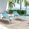 2PCS Outdoor Folding Reclining Chaise Lounge Chair, Blue