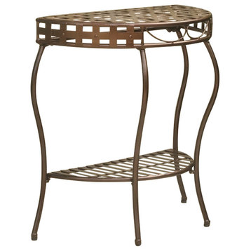 Pemberly Row Iron Patio Console Table in Bronze