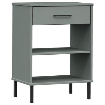 vidaXL Console Cabinet Buffet Table with Metal Legs Gray Solid Wood Pine OSLO