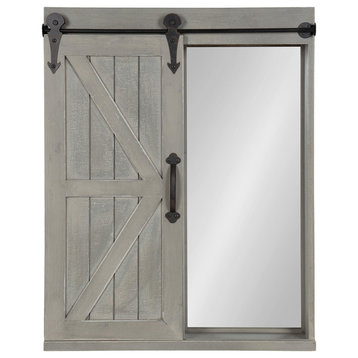 Cates Decorative Bath Medicine Cabinet Mirror with Barn Door, Gray