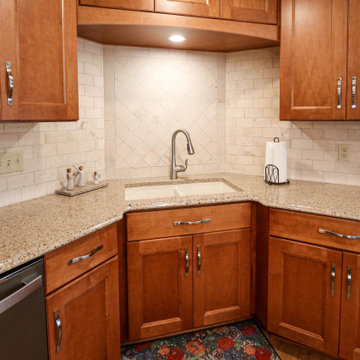 Chestnut Stained Kitchen Cabinetry with Eat-in Island