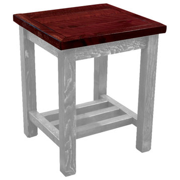 Rustic Barn Wood Style Timber Peg Open End Table, Thunder White and Michael's Cherry