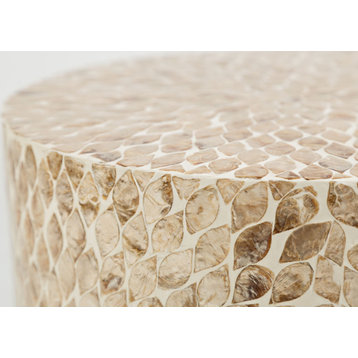 Global Archive Round Capiz Accent Table - Sand