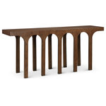 Meridian Furniture - Westfield Console Table, Black, 58" Wide, Brown, 70"wide, Console Table - Finish off the look of your space with this beautiful Westfield brown console table. Its rich brown oak finish, oak veneer, and mixture of solid wood and MDF blend seamlessly in an art deco design. Ideal for entryways or living rooms, it offers both style and functionality with ample surface area and storage options. Take your decor to the next level with this statement piece that combines classic craftsmanship and modern sensibility, perfect for showcasing your personal style and enhancing any room's ambiance.