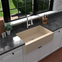 Karran Farmhouse/Apron-Front Quartz 34" Single Bowl Sink Kit, Bisque