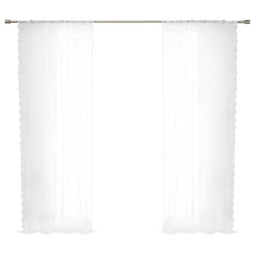 Sheer Rose Embroidered Curtains, 52"x96"