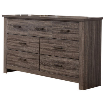 7 Drawers Wood Dresser, Gray