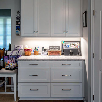 White Shaker Kitchen w/ Pietra Quartz Countertop and Gray Subway Tile Backsplash