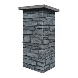 C143-BRECKENRIDGE DEEP WIDE STACKED STONE COLUMN WRAP (CAPS SOLD SEPARATELY) - Wall Panels