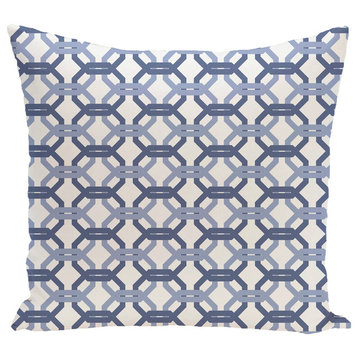 We'Re All Connected Geometric Print Pillow, Cadet, 26"x26"
