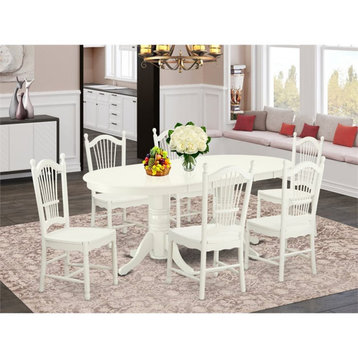 East West Furniture Vancouver 7-piece Wood Dining Table and Chairs in White
