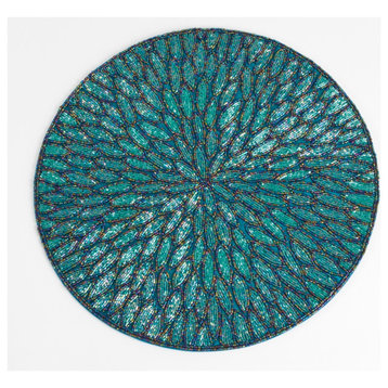 Beaded Design Placemats, Set of 4, Teal