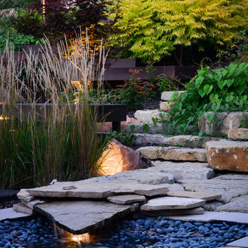 Modern Hillside Entry and Sculpture Garden
