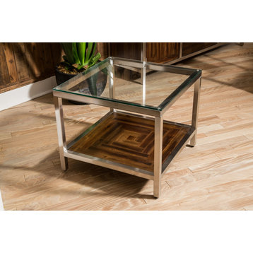 Diversey End Table With Glass Top