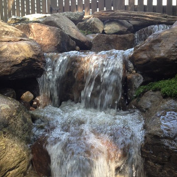 Pondless Waterfall, Natural Stone Steps, and Boulder Retaining Wall