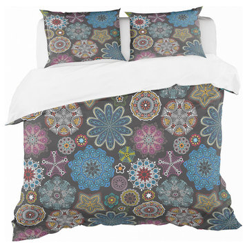Ornate Floral Bohemian and Eclectic Duvet Cover, King