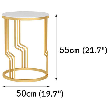Gold/ White/Black Small Marble Coffee Table For Living Room And Office, Gold + White (1 Shelf), H19.7"