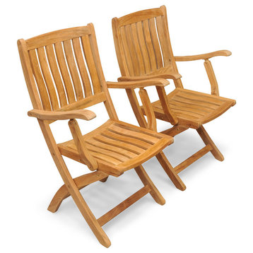 Teak Folding Providence Chair Pair, Set of 2