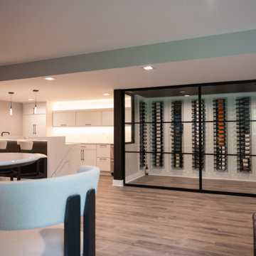 Finished Basement with Seated Bar, Wine Room and Golf Simulator in Rochester, MI