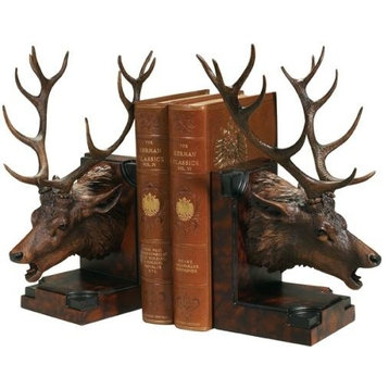 Bookends Bookend MOUNTAIN Lodge Calling Elk Head Large Chocolate