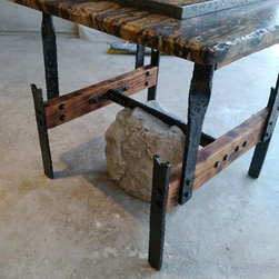 Forged metal boulder granite gameboard - Furniture