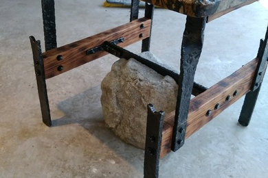 Forged metal boulder granite gameboard