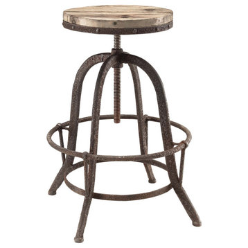 Collect Wood Top Barstool, Brown